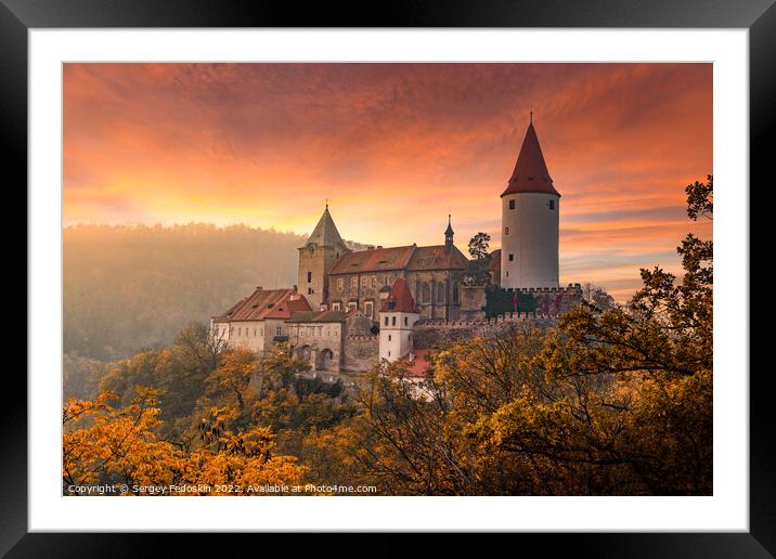 Krivoklat castle at sunset. Autumn evening. Czech Republic. Framed Mounted Print by Sergey Fedoskin