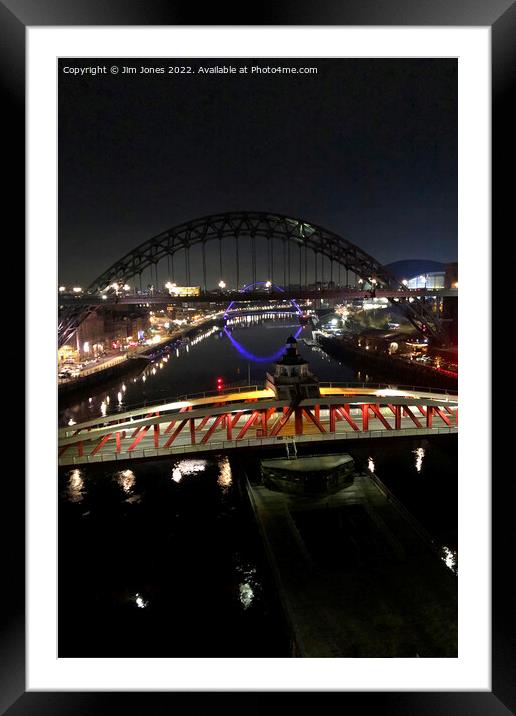 The River Tyne at night - Portrait Framed Mounted Print by Jim Jones
