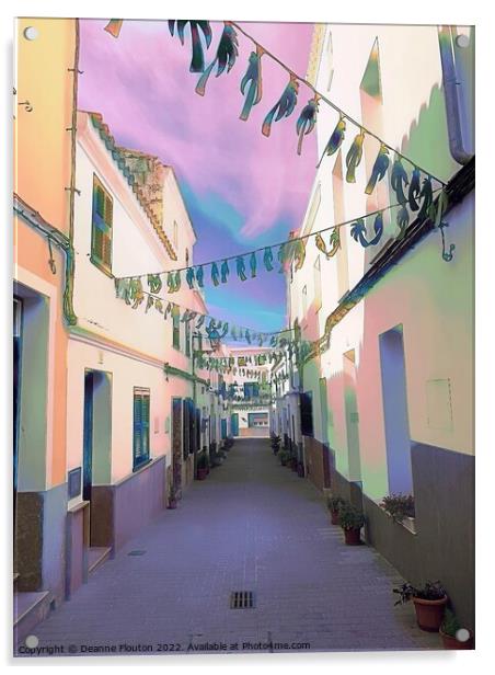  Surreal Village Street in Menorca Acrylic by Deanne Flouton