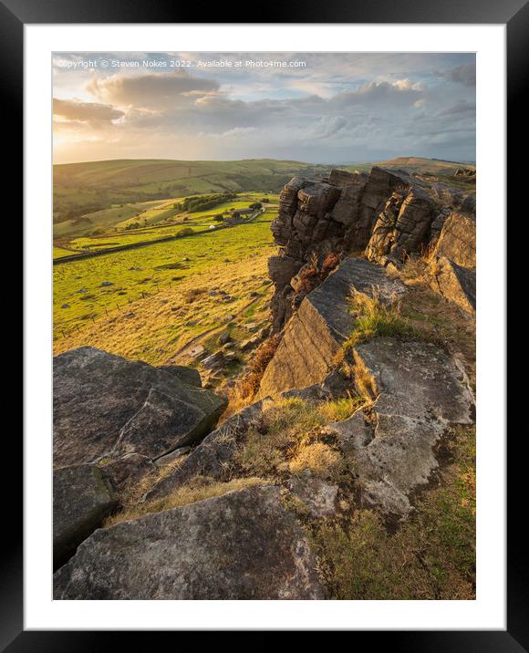 Majestic Gritstone Cliff Framed Mounted Print by Steven Nokes