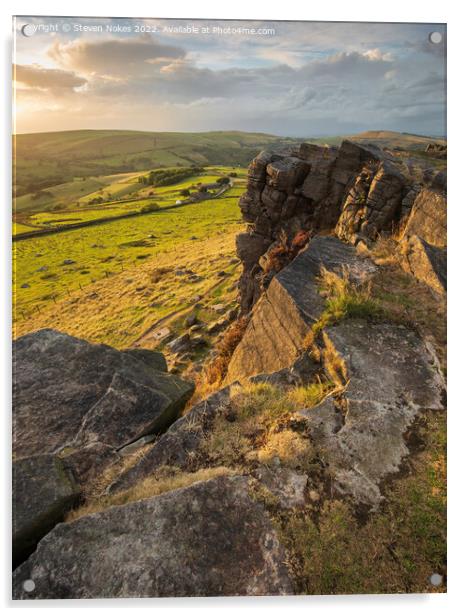 Majestic Gritstone Cliff Acrylic by Steven Nokes