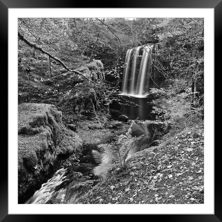 Dalcairney falls, East Ayrshire (black&white Framed Mounted Print by Allan Durward Photography