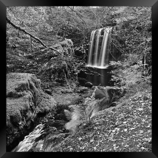 Dalcairney falls, East Ayrshire (black&white Framed Print by Allan Durward Photography