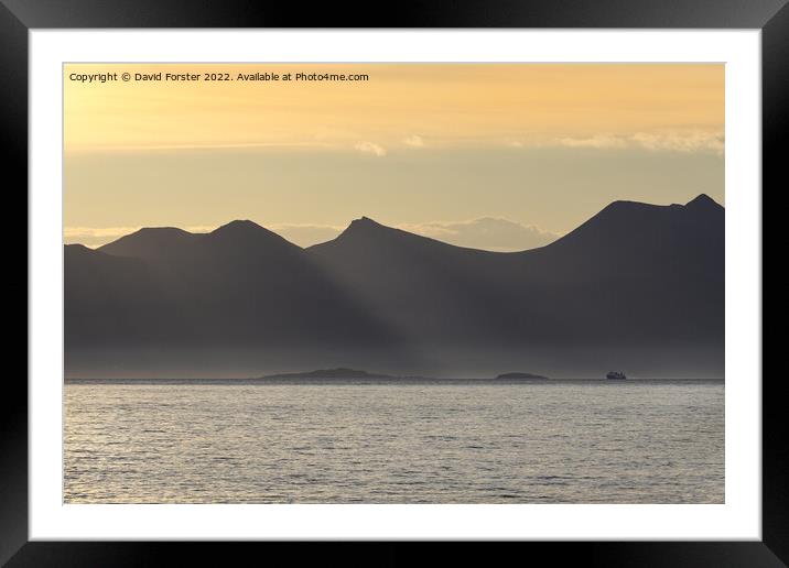 First Light on Mountains of the Ben More Coigach Range, Scotland, UK Framed Mounted Print by David Forster