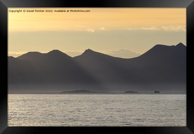 First Light on Mountains of the Ben More Coigach Range, Scotland, UK Framed Print by David Forster