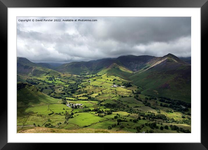 The view over the Newlands valley from Catbells, Lake District, UK Framed Mounted Print by David Forster