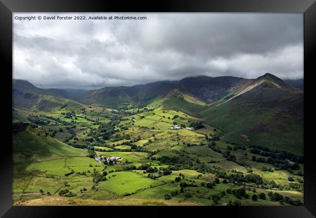 The view over the Newlands valley from Catbells, Lake District, UK Framed Print by David Forster