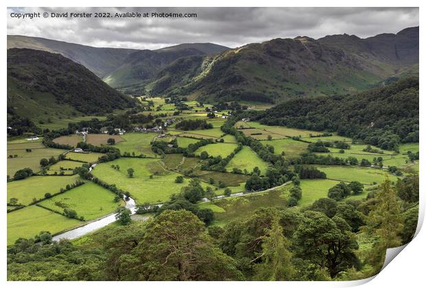 The view from Castle Crag, Lake District, Cumbria, UK  Print by David Forster
