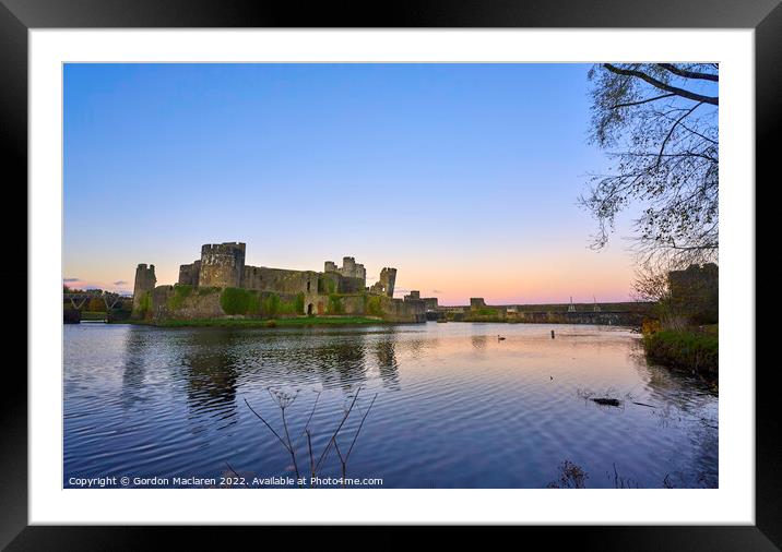 Sunset, Caerphilly Castle, South Wales Framed Mounted Print by Gordon Maclaren