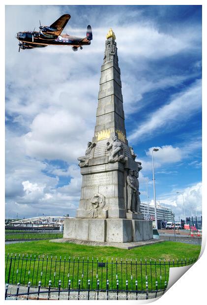 Liverpool War Memorial & Lancaster Bomber Print by Alison Chambers