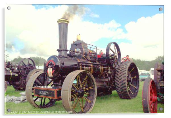 1920 Fowler steam engine. Acrylic by john hill