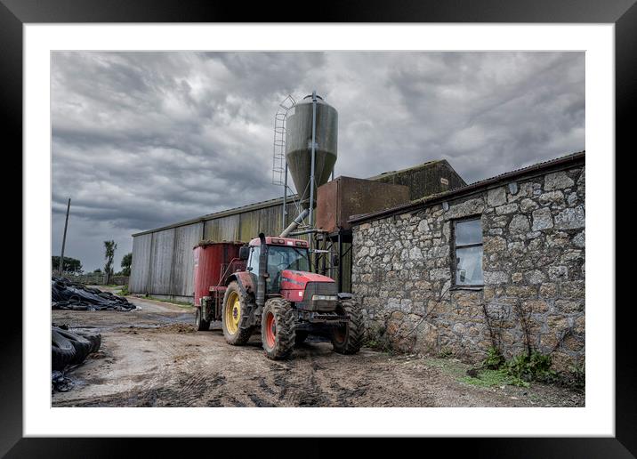 Tractor  old but still working Framed Mounted Print by kathy white