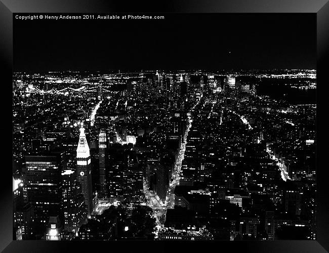 New York Night Skyline Framed Print by Henry Anderson