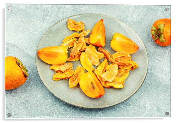 Appetizing dried persimmon. Acrylic by Mykola Lunov Mykola