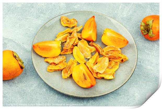 Appetizing dried persimmon. Print by Mykola Lunov Mykola