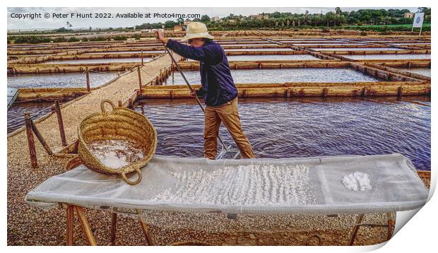 Harvesting Domestic Sea Salt Mallorca Print by Peter F Hunt