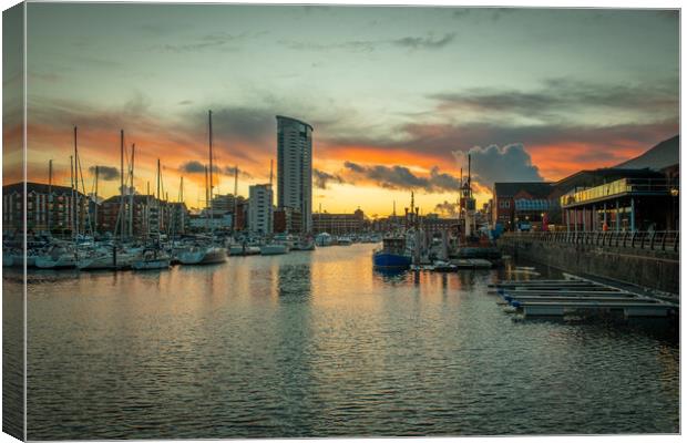 The Meridian tower at Swansea marina Canvas Print by Bryn Morgan