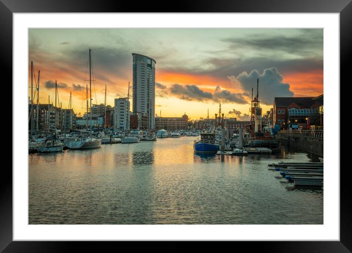 The Meridian tower at Swansea marina Framed Mounted Print by Bryn Morgan