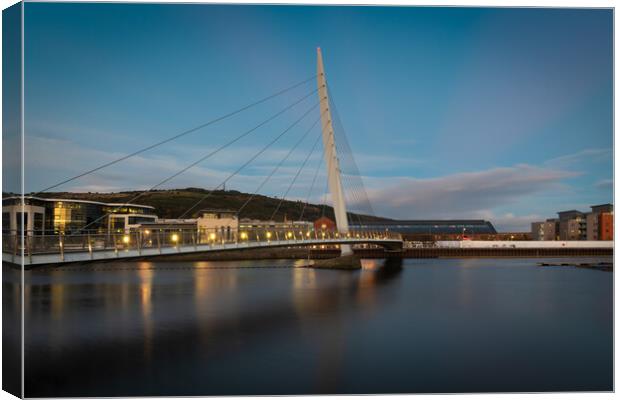 The sail bridge at Swansea marina Canvas Print by Bryn Morgan