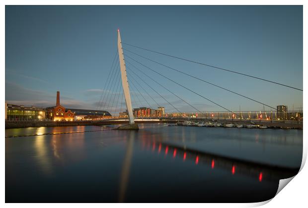 The sail bridge at Swansea marina  Print by Bryn Morgan