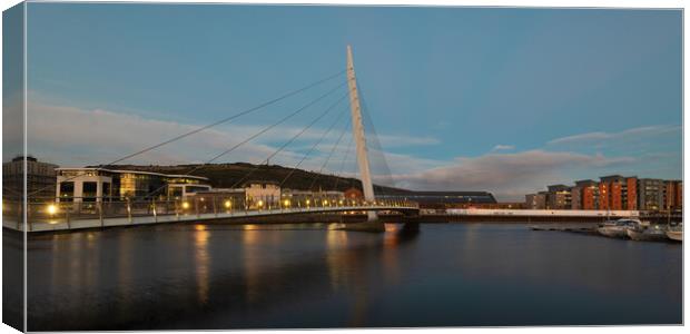 The sail bridge at Swansea marina Canvas Print by Bryn Morgan