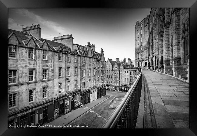 View from Victoria Terrace in Edinburgh - Monochrome Framed Print by Melanie Viola