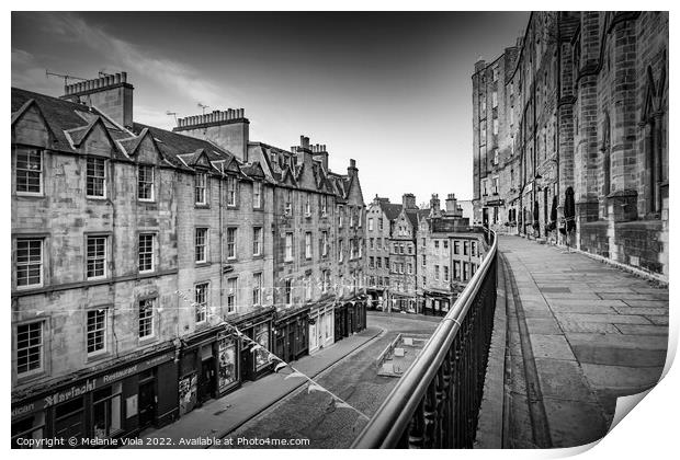 View from Victoria Terrace in Edinburgh - Monochrome Print by Melanie Viola