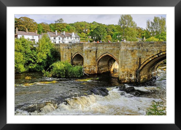 The Bridge over the Dee at Llangollen Framed Mounted Print by Diana Mower
