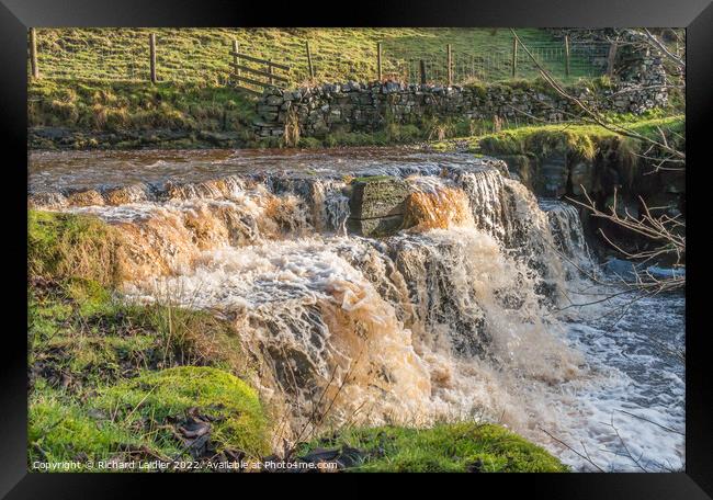 Swollen Waterfall on Ettersgill Beck, Teesdale Framed Print by Richard Laidler