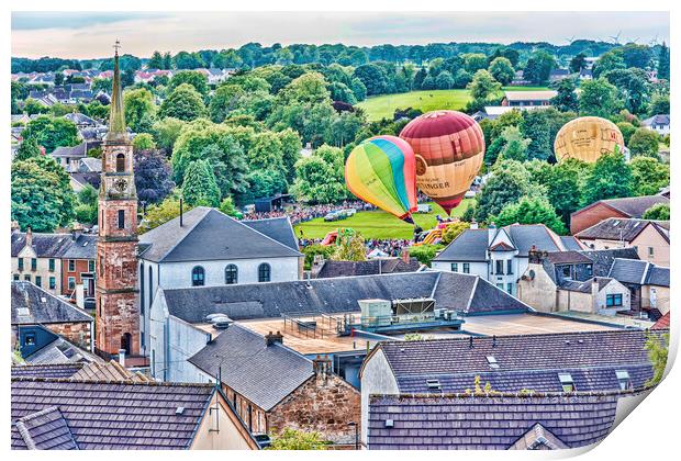 Strathaven Balloon Festival Print by Valerie Paterson