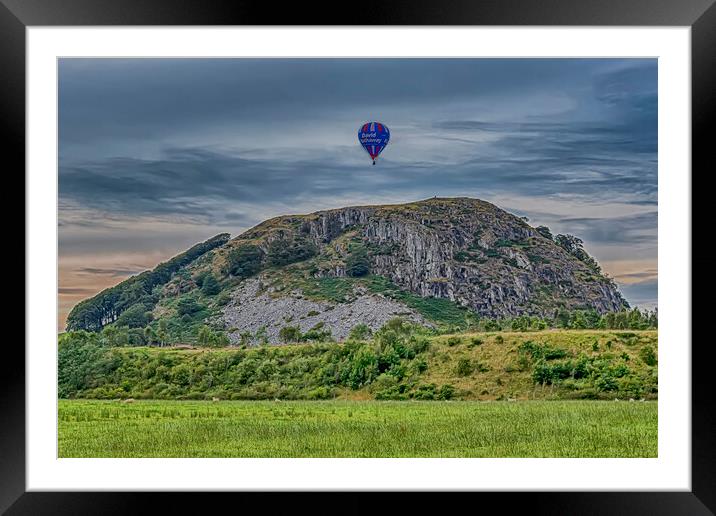 Balloon Over Loudoun Hill  Framed Mounted Print by Valerie Paterson