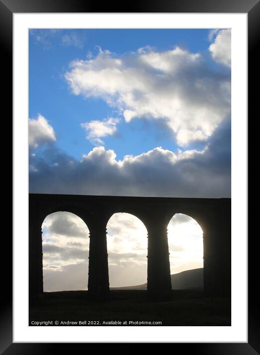 Ribblehead silhouette Framed Mounted Print by Andrew Bell