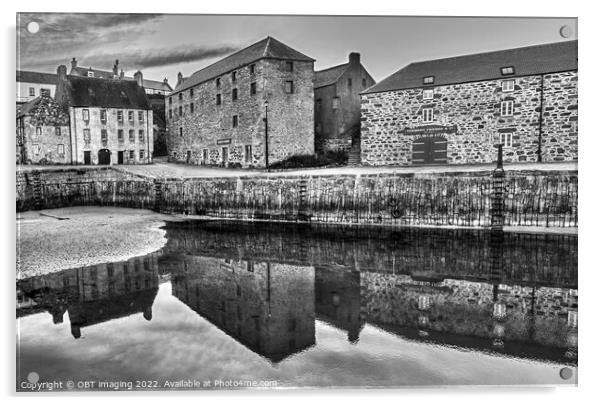 Portsoy Village 17th Century Harbour Reflection North East Scotland 2022 Acrylic by OBT imaging