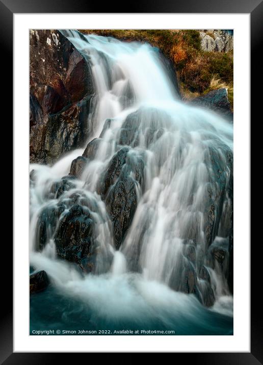 waterfall Framed Mounted Print by Simon Johnson