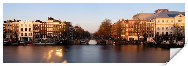 Amstel River and Architecture Amsterdam Netherlands Sunset Print by Sonny Ryse