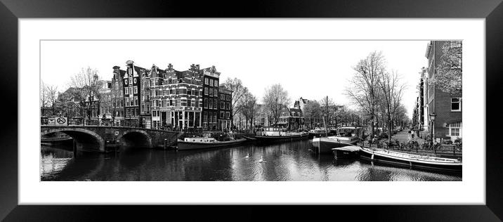 Brouwersgracht Canal Amsterdam Netherlands black and white Framed Mounted Print by Sonny Ryse