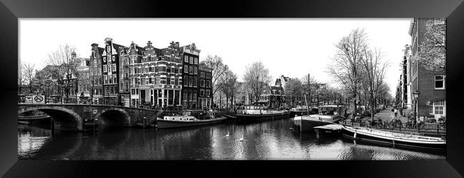 Brouwersgracht Canal Amsterdam Netherlands black and white Framed Print by Sonny Ryse