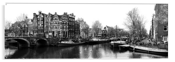 Brouwersgracht Canal Amsterdam Netherlands black and white Acrylic by Sonny Ryse