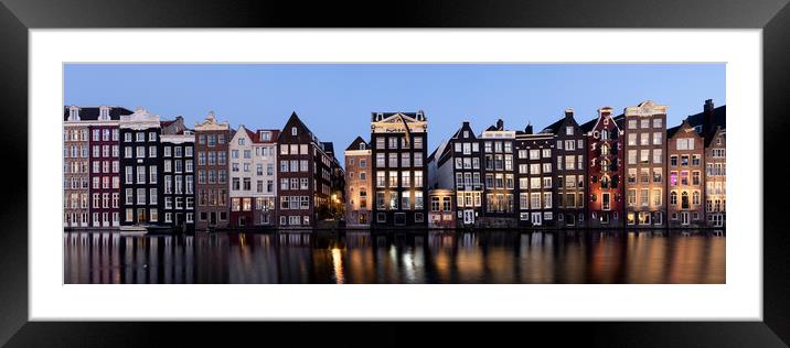 Dancing houses at night amsterdam natherlands Framed Mounted Print by Sonny Ryse