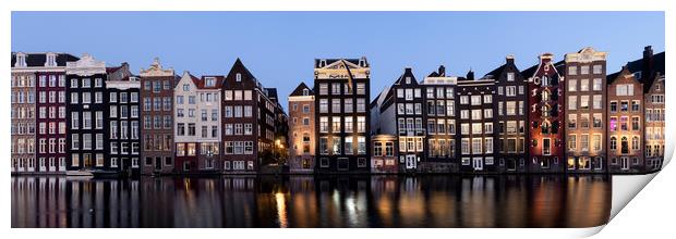 Dancing houses at night amsterdam natherlands Print by Sonny Ryse