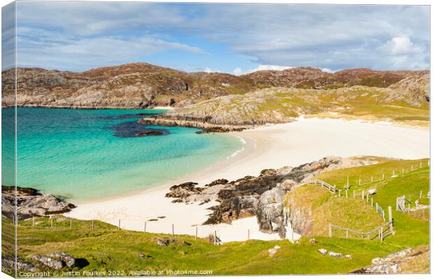 Achmelvich Bay, Sutherland, Scotland Canvas Print by Justin Foulkes