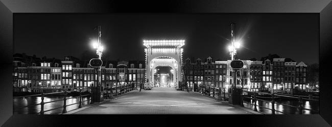 Magere Brug bridge at night Amstel River Amsterdam Netherlands Framed Print by Sonny Ryse