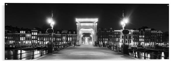 Magere Brug bridge at night Amstel River Amsterdam Netherlands Acrylic by Sonny Ryse