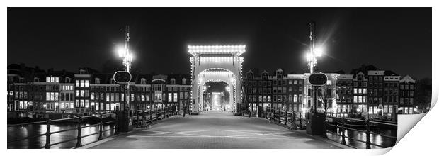 Magere Brug bridge at night Amstel River Amsterdam Netherlands Print by Sonny Ryse
