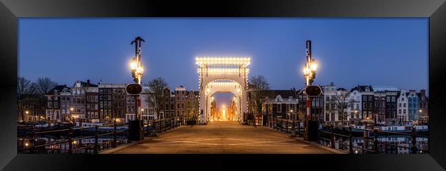 Magere Brug bridge at dusk Amstel River Amsterdam Netherlands Framed Print by Sonny Ryse