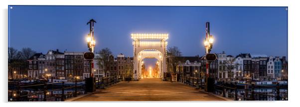 Magere Brug bridge at dusk Amstel River Amsterdam Netherlands Acrylic by Sonny Ryse