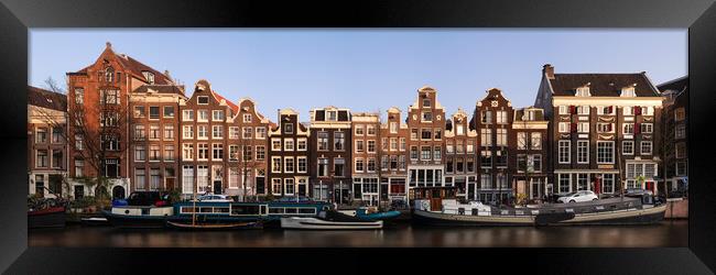Singel Canal houses at sunset Amsterdam Netherlands Framed Print by Sonny Ryse