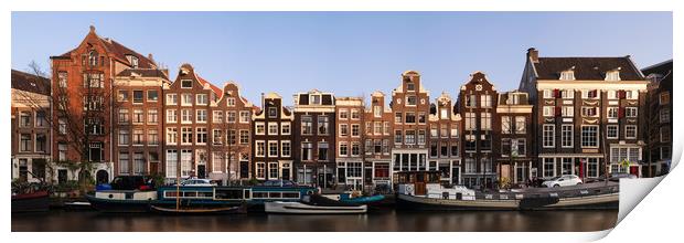 Singel Canal houses at sunset Amsterdam Netherlands Print by Sonny Ryse