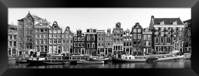 Singel Canal houses black and white Amsterdam Netherlands Framed Print by Sonny Ryse