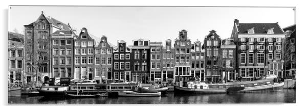 Singel Canal houses black and white Amsterdam Netherlands Acrylic by Sonny Ryse